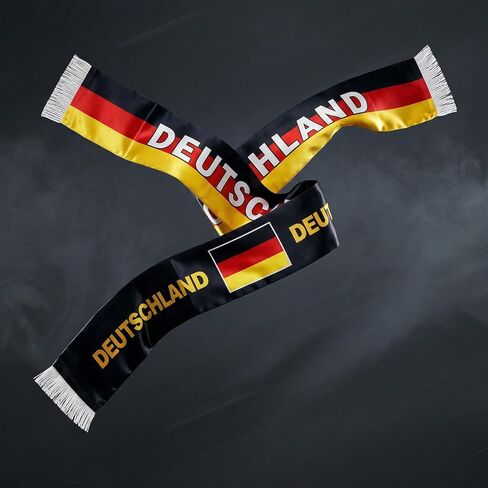 Germany Soccer Scarf German Flag Satin Fan Scarf Black Red Yellow 5.5 x 53 Inch (14 x 135 cm) DEUTSCHLAND Football Supporter Accessory Stadium Game Day Tailgate Watch Party Germany Fan Gear in Kuwait