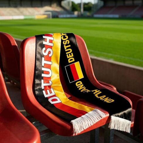 Germany Soccer Scarf German Flag Satin Fan Scarf Black Red Yellow 5.5 x 53 Inch (14 x 135 cm) DEUTSCHLAND Football Supporter Accessory Stadium Game Day Tailgate Watch Party Germany Fan Gear in Kuwait