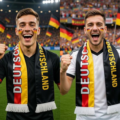 Germany Soccer Scarf German Flag Satin Fan Scarf Black Red Yellow 5.5 x 53 Inch (14 x 135 cm) DEUTSCHLAND Football Supporter Accessory Stadium Game Day Tailgate Watch Party Germany Fan Gear in Kuwait