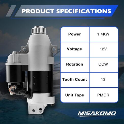 63P-81800-00 Boat Starter Motor Compatible with 150HP 225HP 250HP Yamaha(F150TLR, F150TXR, F225TLR, LF150TXR, LF250TUR) Replaces# 6BR-81800-00/01/02, S114-867/A/B, SHI0122, 41044079 in Saudi Arabia