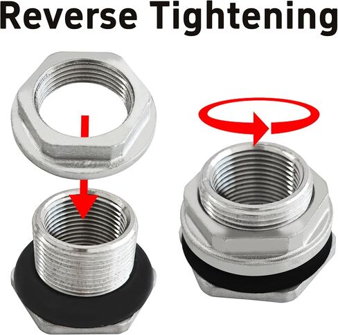 3/4" Water Tank Connector, Stainless Steel Bulkhead Fitting Female Thread, Garden Hose Thru-bulk Fitting for Home Improvement, DIY in Saudi Arabia