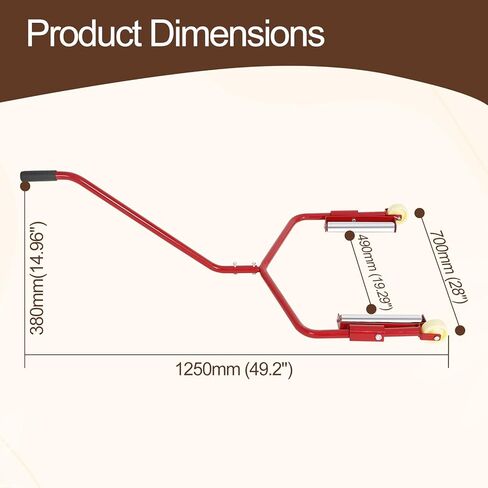 إطار دوللي سهل الرفع، عجلة إطار محمولة لشاحنة دوللي لمرآب ورشة العمل، أداة رفع وتركيب مريحة لمتاجر الإطارات بسعة 275 رطل (أحمر) in Kuwait