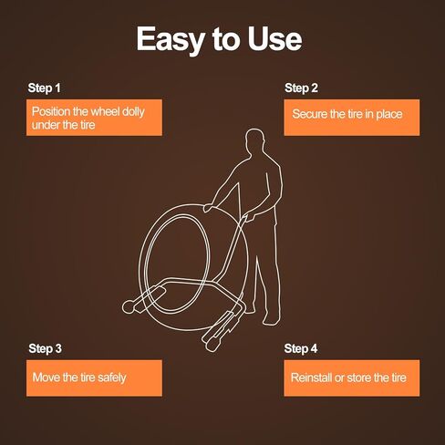 إطار دوللي سهل الرفع، عجلة إطار محمولة لشاحنة دوللي لمرآب ورشة العمل، أداة رفع وتركيب مريحة لمتاجر الإطارات بسعة 275 رطل (أحمر) in Kuwait