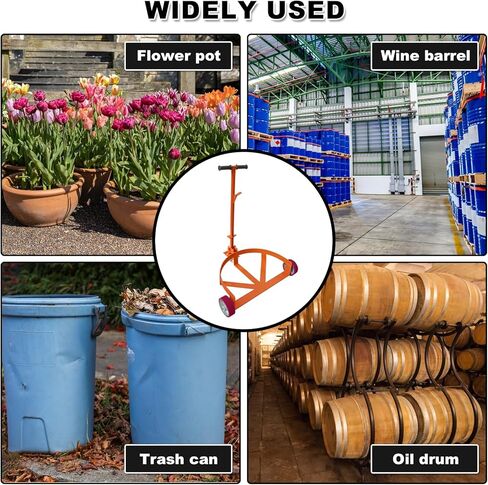 55 Gallon Drum Dolly Heavy Duty, 1200 lbs Capacity Barrel Cart with Adjustable Handle & Locking Caster, Low Profile Steel Drum Truck for Industrial, Warehouse, Workshop Use-Orange in Kuwait