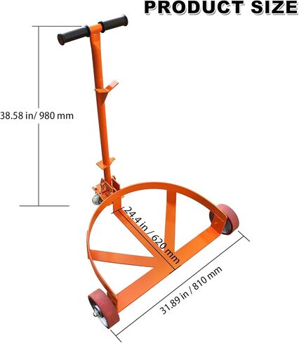 55 Gallon Drum Dolly Heavy Duty, 1200 lbs Capacity Barrel Cart with Adjustable Handle & Locking Caster, Low Profile Steel Drum Truck for Industrial, Warehouse, Workshop Use-Orange in Kuwait