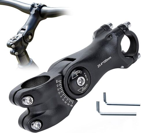 PSLER Adjustable Bike Stem - 25.4mm Handlebar & 28.6mm Fork, 100mm Center Length, Aluminum Bicycle Handlebar Stem Riser for E-Bike/Cycling Bike, for Height/Angle Adjustment in Saudi Arabia