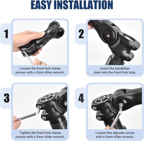 PSLER Adjustable Bike Stem - 25.4mm Handlebar & 28.6mm Fork, 100mm Center Length, Aluminum Bicycle Handlebar Stem Riser for E-Bike/Cycling Bike, for Height/Angle Adjustment in Saudi Arabia
