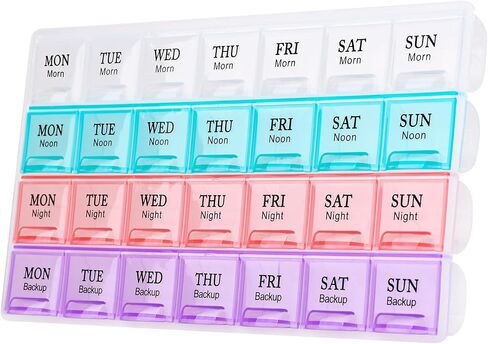 Large Weekly Pill Organizer 4 Times A Day, Moisture-Proof 7 Day Pill Box,Daily Pill Organizer,Travel Pill Cases Portable for Pills Vitamin Fish Oil Supplements in Saudi Arabia