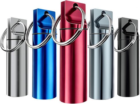 5 Pack Keychain Pill Holder, Portable Pill Organizer Small Pill Case for Purse, Waterproof Metal Pills Case Pill Keychain Container for Outdoor Camping Travel in Saudi Arabia