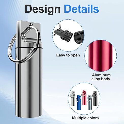 5 Pack Keychain Pill Holder, Portable Pill Organizer Small Pill Case for Purse, Waterproof Metal Pills Case Pill Keychain Container for Outdoor Camping Travel in Saudi Arabia