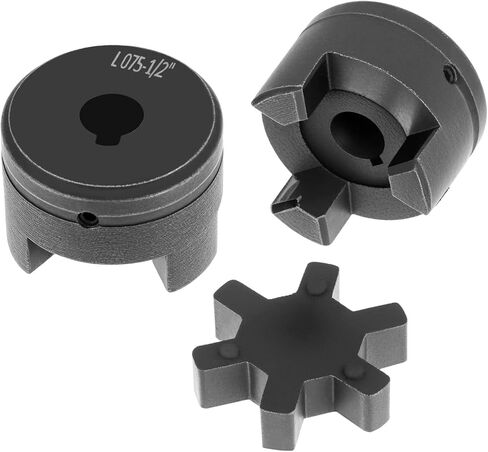 QWORK 1/2" to 3/4" L075 Flexible 3-Piece L-Jaw Coupling Coupler Set for Log Splitters, with NBR Rubber Spider in Saudi Arabia