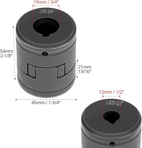 QWORK 1/2" to 3/4" L075 Flexible 3-Piece L-Jaw Coupling Coupler Set for Log Splitters, with NBR Rubber Spider in Saudi Arabia