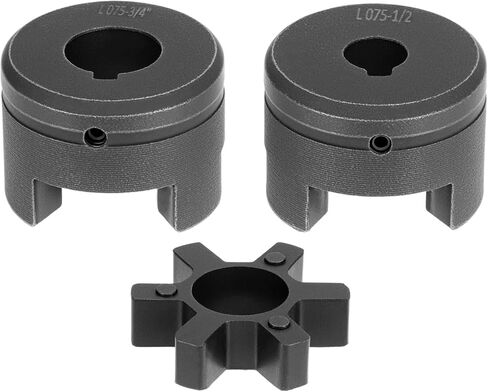 QWORK 1/2" to 3/4" L075 Flexible 3-Piece L-Jaw Coupling Coupler Set for Log Splitters, with NBR Rubber Spider in Saudi Arabia