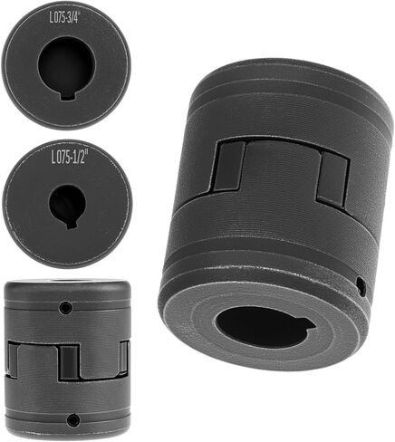 QWORK 1/2" to 3/4" L075 Flexible 3-Piece L-Jaw Coupling Coupler Set for Log Splitters, with NBR Rubber Spider in Saudi Arabia