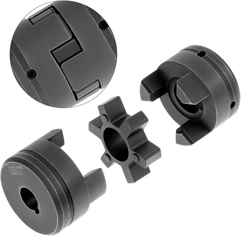 QWORK 1/2" to 3/4" L075 Flexible 3-Piece L-Jaw Coupling Coupler Set for Log Splitters, with NBR Rubber Spider in Saudi Arabia