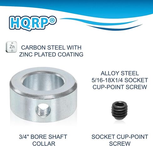 HQRP 4-Pack 3/4" أطواق عمود فولاذي صلب مع طلاء مطلي بالزنك - أطواق عمود متينة مناسبة للآلات والاستخدام الصناعي in Kuwait