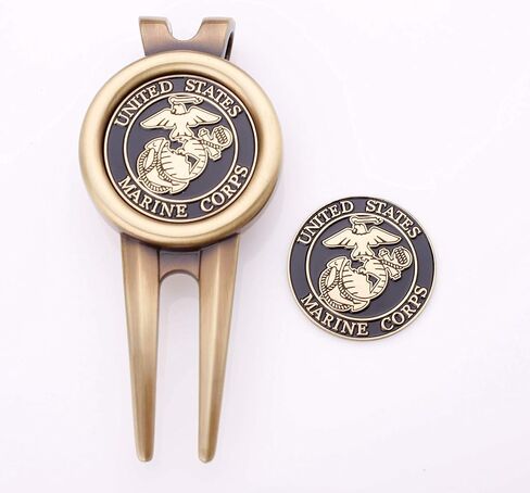 USMC Golf Divot Tool Plus Ball Markers - US Marine Corps Military Golf Ball Marker & Tool - Designed by Marines for Marines - Officially Licensed in Saudi Arabia