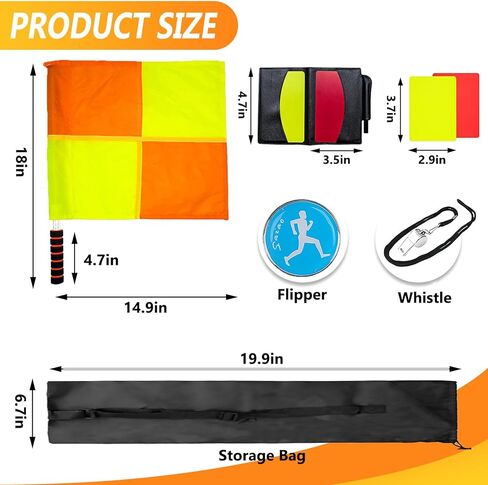 تشتمل مجموعة أدوات حكم كرة القدم على قطعتين من أعلام كرة القدم ذات المربعات، وبطاقات مرجعية باللون الأحمر والأصفر مع دفتر ملاحظات وقلم رصاص، وصفارة حكم من الفولاذ المقاوم للصدأ للمدرب، وزعنفة للعملات المعدنية مع حقيبة تخزين in Kuwait