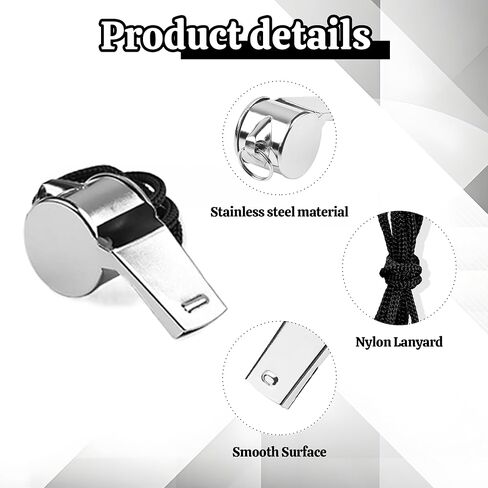 110 Pcs Metal Stainless Steel Whistle with Lanyard, for Coach Whistles Adults Emergency Loud Sound Whistle for Polices School Sports Teachers, Coaches, Police,Training ,Football Referee (Black Rope) in Saudi Arabia
