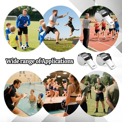 110 Pcs Metal Stainless Steel Whistle with Lanyard, for Coach Whistles Adults Emergency Loud Sound Whistle for Polices School Sports Teachers, Coaches, Police,Training ,Football Referee (Black Rope) in Saudi Arabia