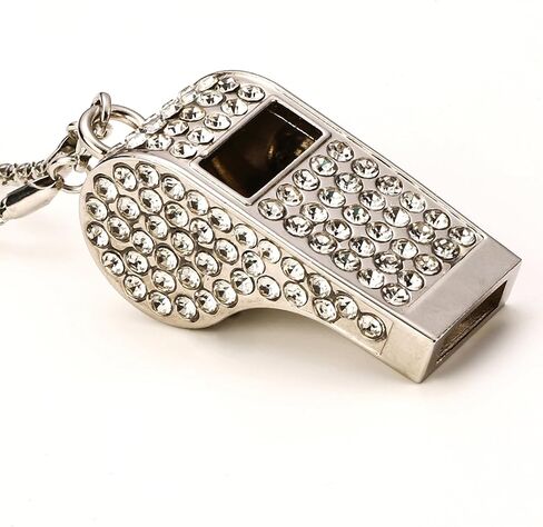 صافرة، صافرة بلينغ، حجر الراين الكريستالي المعدني مع سلسلة مفاتيح للمدرب/الحكم/التدريب/حارس الإنقاذ/المعلمين (فضي) in Kuwait