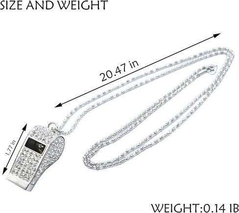 صافرة، صافرة بلينغ، حجر الراين الكريستالي المعدني مع سلسلة مفاتيح للمدرب/الحكم/التدريب/حارس الإنقاذ/المعلمين (فضي) in Kuwait