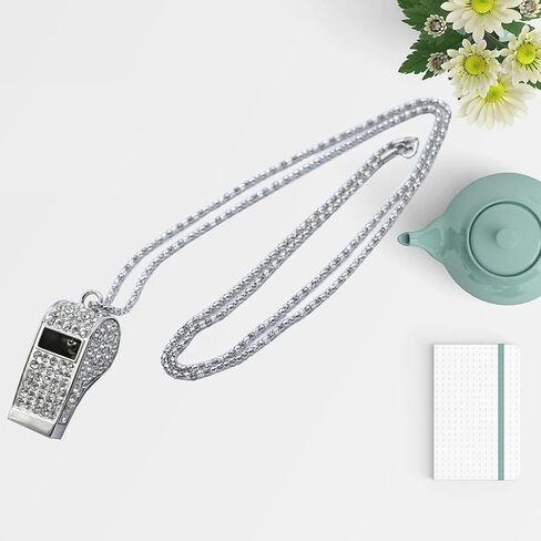 صافرة، صافرة بلينغ، حجر الراين الكريستالي المعدني مع سلسلة مفاتيح للمدرب/الحكم/التدريب/حارس الإنقاذ/المعلمين (فضي) in Kuwait