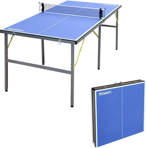 6ft Mid Size Table TTable Foldable Portable Ping Pong Table Set for Indoor Outdoor Games with Net, 2 Table TPaddles and 3 Balls QQ362 in Saudi Arabia