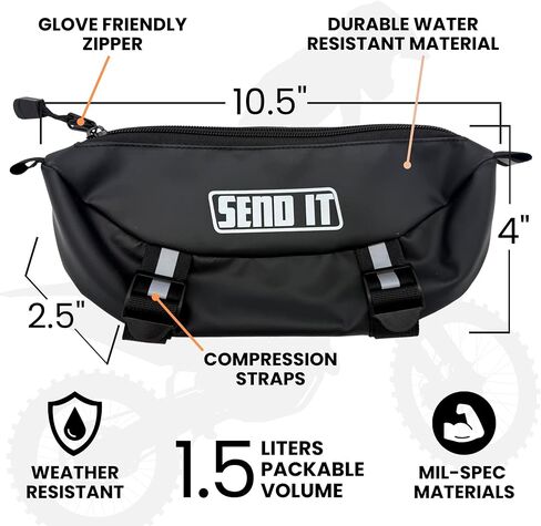 Waterproof Dirtbike Handlebar Bag | Compact Motorcycle Handle Bar Storage Pouch | Universal Fit Dirt Bike Bag for Trail & Adventure Riding | Durable Surron Bar Bag in Kuwait