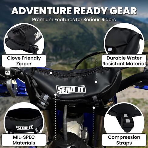 Waterproof Dirtbike Handlebar Bag | Compact Motorcycle Handle Bar Storage Pouch | Universal Fit Dirt Bike Bag for Trail & Adventure Riding | Durable Surron Bar Bag in Kuwait