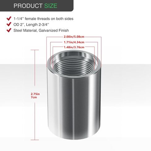 5 Pack 946 1-1/4" Drive Female Coupling for Well Point Hand Pump, Drive Sand Point Well Coupler Kit with Galvanized Steel Construction, Pitcher Pump Accessories in Saudi Arabia