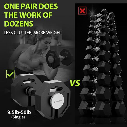 Eisenlink Adjustable Dumbbell Set, 9.5-50/80lb, 2.5lb Increments, Quick-Lock Octagonal Weight Dumbbells for Home Gym Fitness (50/80lb×2) in Saudi Arabia