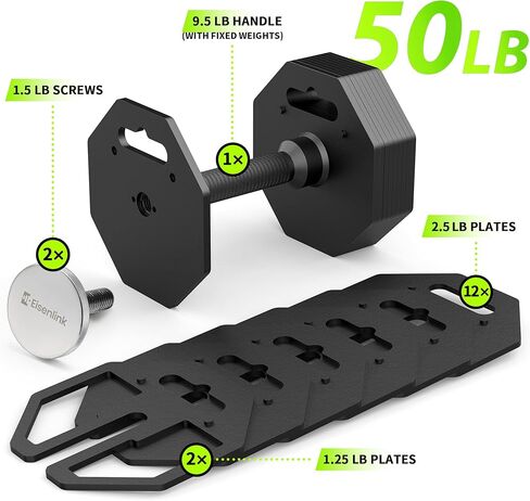 Eisenlink Adjustable Dumbbell Set, 9.5-50/80lb, 2.5lb Increments, Quick-Lock Octagonal Weight Dumbbells for Home Gym Fitness (50/80lb×2) in Saudi Arabia