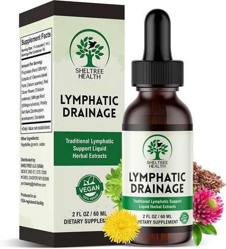Lymphatic Drainage Drops, 2 Fl. Oz | Organic Lymphatic Drainage Supplements with Cleavers, Red Clover Flower, Stillingia Root, Prickly Ash Bark, Dandelion | Vegan | Non-GMO in Saudi Arabia