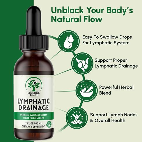 Lymphatic Drainage Drops, 2 Fl. Oz | Organic Lymphatic Drainage Supplements with Cleavers, Red Clover Flower, Stillingia Root, Prickly Ash Bark, Dandelion | Vegan | Non-GMO in Saudi Arabia