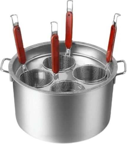 مجموعة طباخ المعكرونة من الفولاذ المقاوم للصدأ - وعاء مخزون تجاري مع مصفاة وسلة بخار، تصميم 6 فتحات لمطبخ المنزل والمطعم، أواني طهي متينة in Kuwait