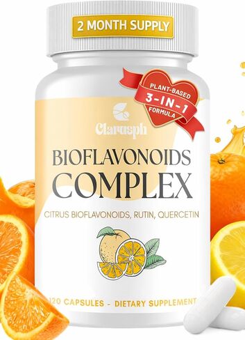 Citrus Bioflavonoids for Circulatory Support* & Antioxidant, Flavonoids Complex with Citrus Bioflavonoids 1000mg, Quercetin 250mg, Rutin 250mg for Cell* Defense, 120 Capsules (60-Day Supply) in Kuwait