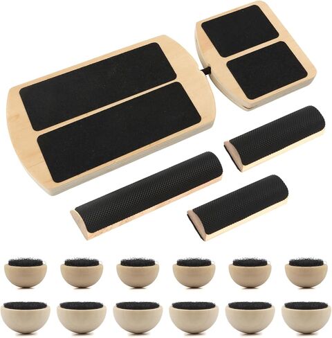 لوح توازن الكاحل، مدرب تقوية القدم مع 12 قطعة من الكرات - سعة قصوى 300 رطل، تعديل إمالة 18-30 درجة، لوح تمايل خشبي غير قابل للانزلاق للتدريب على ثبات الكاحل والقلب in Kuwait