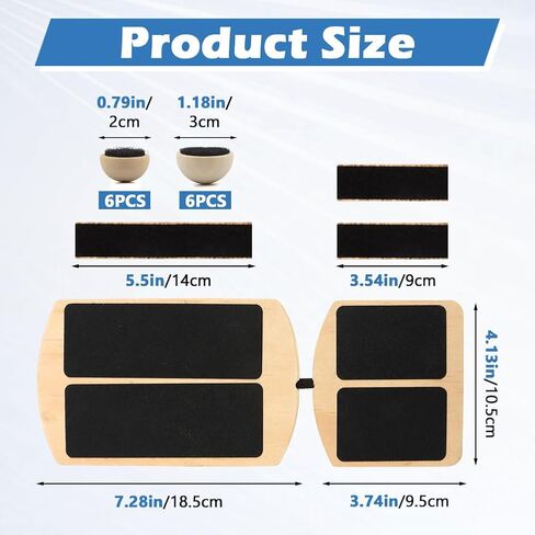 لوح توازن الكاحل، مدرب تقوية القدم مع 12 قطعة من الكرات - سعة قصوى 300 رطل، تعديل إمالة 18-30 درجة، لوح تمايل خشبي غير قابل للانزلاق للتدريب على ثبات الكاحل والقلب in Kuwait