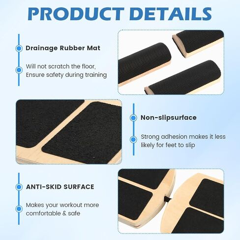 لوح توازن الكاحل، مدرب تقوية القدم مع 12 قطعة من الكرات - سعة قصوى 300 رطل، تعديل إمالة 18-30 درجة، لوح تمايل خشبي غير قابل للانزلاق للتدريب على ثبات الكاحل والقلب in Kuwait