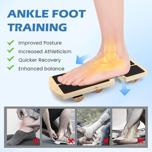 لوح توازن الكاحل، مدرب تقوية القدم مع 12 قطعة من الكرات - سعة قصوى 300 رطل، تعديل إمالة 18-30 درجة، لوح تمايل خشبي غير قابل للانزلاق للتدريب على ثبات الكاحل والقلب in Kuwait