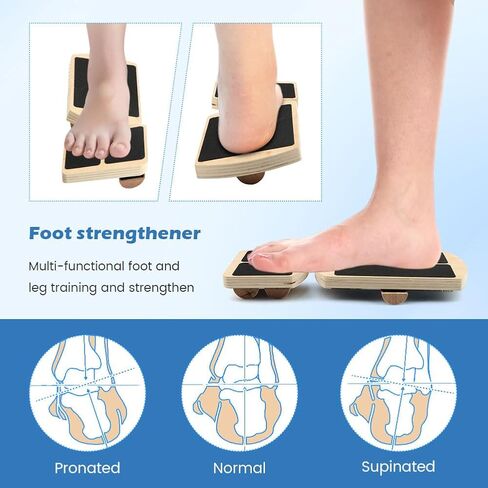 لوح توازن الكاحل، مدرب تقوية القدم مع 12 قطعة من الكرات - سعة قصوى 300 رطل، تعديل إمالة 18-30 درجة، لوح تمايل خشبي غير قابل للانزلاق للتدريب على ثبات الكاحل والقلب in Kuwait