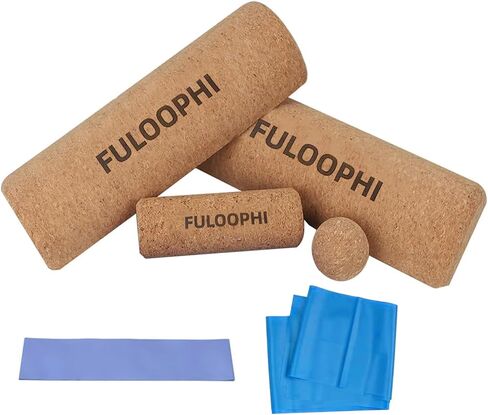 Balance Board, Premium Cork 4-in-1 Foot & Ankle Strengthener Kit, Balance Trainer with Massage Roller & Ball, Resistance Bands for Enhance Mobility, Improve Foot Function, Prevent Falls in Kuwait