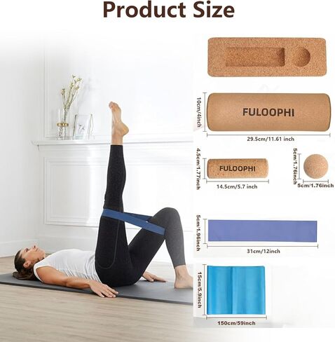 Balance Board, Premium Cork 4-in-1 Foot & Ankle Strengthener Kit, Balance Trainer with Massage Roller & Ball, Resistance Bands for Enhance Mobility, Improve Foot Function, Prevent Falls in Kuwait