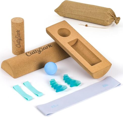 CuttySark Balance Board 6-in-1 Foot & Ankle Strengthener Kit, Premium Natural Cork Balance Trainer With Massage Roller&Ball，Toe Resistance Band ，Toe braces，Yoga Resistance Band，Storage Bag，Improve Foot Function,Boost Stability&Mobility in Saudi Arabia