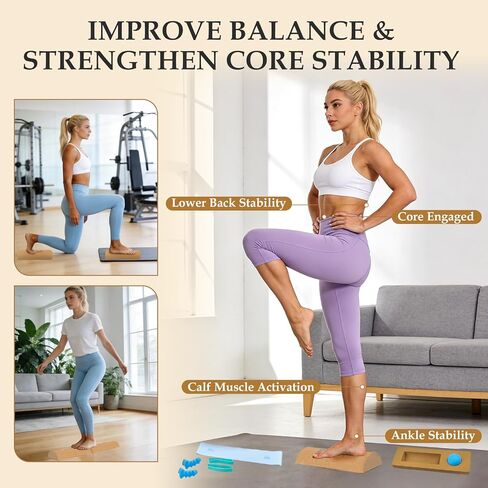 CuttySark Balance Board 6-in-1 Foot & Ankle Strengthener Kit, Premium Natural Cork Balance Trainer With Massage Roller&Ball，Toe Resistance Band ，Toe braces，Yoga Resistance Band，Storage Bag，Improve Foot Function,Boost Stability&Mobility in Saudi Arabia