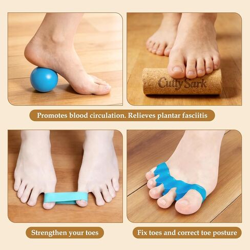 CuttySark Balance Board 6-in-1 Foot & Ankle Strengthener Kit, Premium Natural Cork Balance Trainer With Massage Roller&Ball，Toe Resistance Band ，Toe braces，Yoga Resistance Band，Storage Bag，Improve Foot Function,Boost Stability&Mobility in Saudi Arabia