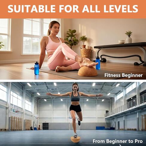 Balance board Cork Hemisphere, 15cm diameter 7cm height, balance trainer, Fitness Balance Ball for adults and children, for rehabilitation equipment, yoga, Pilates aids,Environmentally Friendly Design in Saudi Arabia