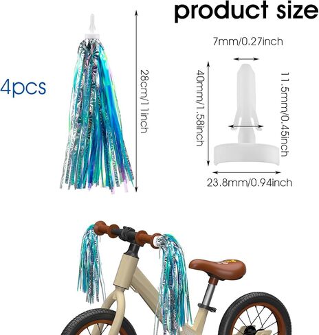 4pcs Bike Streamers for Girls, Colorful Bike Tassels for Girls,Durable Bicycle Accessories For Kids,Suitable for All Kinds of Children's Vehicles,including Bicycles,Scooters and Tricycles in Saudi Arabia