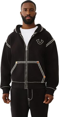 True Religion Men’s Super QT Cinched Zip Up Hoodie | Premium Active Top with Logo Detailing and Full Zip in Saudi Arabia